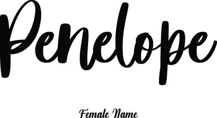 Penelope-Female Name Typography Phrase on White Background