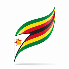 Zimbabwean flag wavy abstract background. Vector illustration.