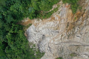 Top view of an mine used for extracting sand and rocks