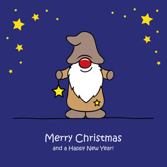 cute christmas dwarf with star christmas cartoon vector illustration EPS10