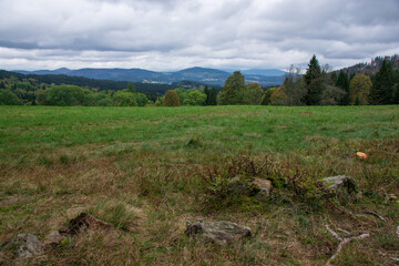 Fototapeta na wymiar Sumava national park, view at Polka, Czech republic