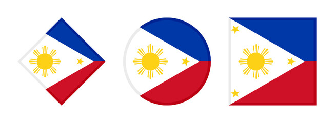 philippines flag icon set. isolated on white background	
