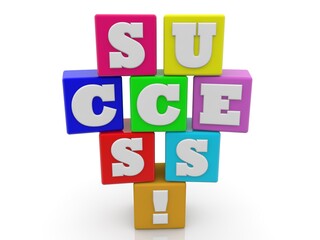 SUCCESS concept on colored toy blocks