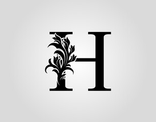 Monogram Letter H Luxury Logo Icon, Vintage Deco H Letter Vector Design.