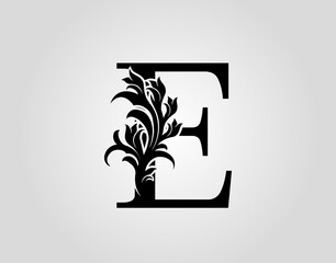 Monogram Letter E Luxury Logo Icon, Vintage Deco E Letter Vector Design.