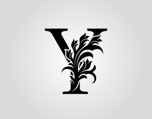 Monogram Letter Y Luxury Logo Icon, Vintage Deco Y Letter Vector Design.