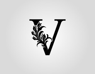 Monogram Letter V Luxury Logo Icon, Vintage Deco V Letter Vector Design.