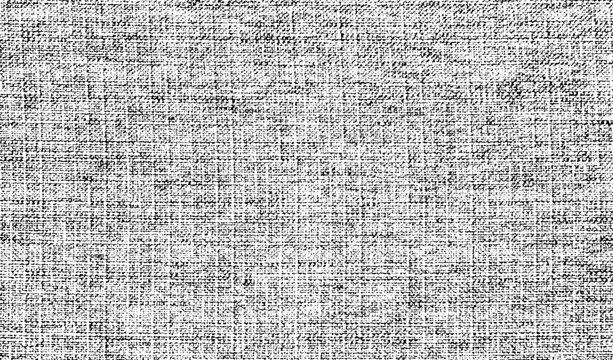 Vector fabric texture. Distressed texture of weaving fabric. Grunge background. Abstract halftone vector illustration. Overlay to create interesting effect and depth. Black isolated on white. EPS10.