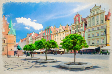 Old historical city centre of Wroclaw, Poland