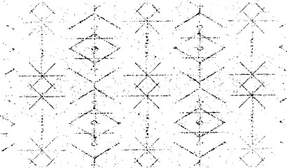 Rough, irregular texture composed of monochrome geometric elements. Overlay distressed grunge background. Abstract vector illustration. Isolated on white background. EPS10