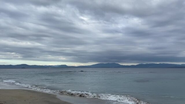 overview of the turri beach and the island of the cow, Sant'antioco, south sardinia
