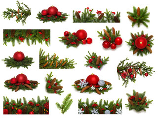 Christmas decoration collection isolated on a white background