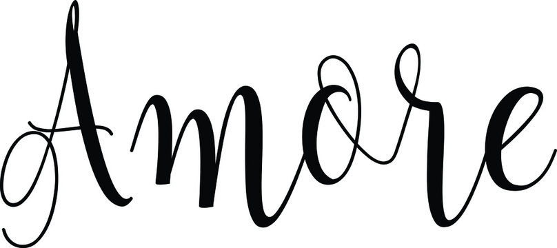 Amore Calligraphy Phrase on White Background