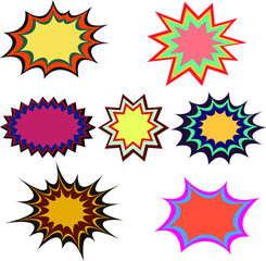 Emotions for comics speech bubble. Onomatopoeia clouds for explosions and punches . For cartoons and speech bubbles.