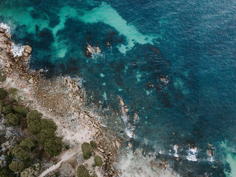 Aerial view of rocky coastline