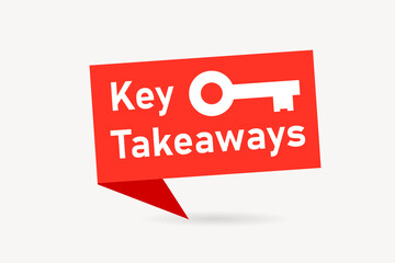 Key takeaways red origami banner icon. Clipart image isolated on white background.