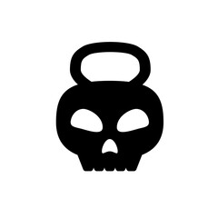 Skull kettlebell silhouette icon. Clipart image isolated on white background.