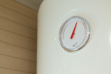 Heating house system or boiler tempereture panel closeup