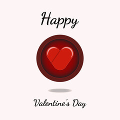 Heart shape with happy valentine day lettering graphic design vector illustration