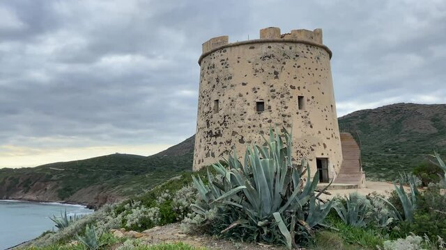 Tower Canai and the beach of Turri in Sant'Antioco - Sardinia
