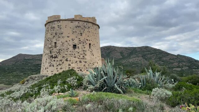 Tower Canai and the beach of Turri in Sant'Antioco - Sardinia
