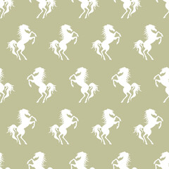 White horse and horseshoe silhouette seamless pattern. Vector illustration.