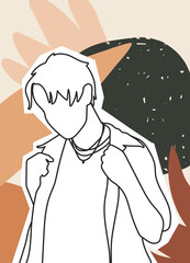 Abstract man face in a modern trendy colors, minimalism art