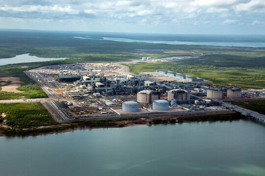 Aerial image of industrial plant in construction