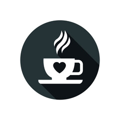 Vector image. Coffee button icon with heart.