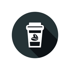 Vector image. Coffee button icon with heart.