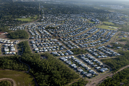 Aerial image of housing urban sprawl development