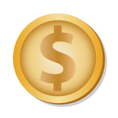 Obraz premium Isolated dollar coin gold in white background financial icon- Vector