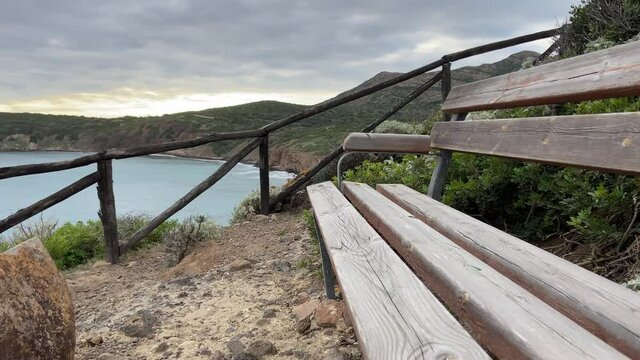 cliff with stormy sea in the crystalline sea of ​​southern Sardinia
