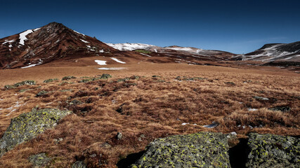 Snowy volcanic summit in Auvergne