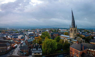 The crooked spire of the Church of St Mary and All Saints in Chesterfield