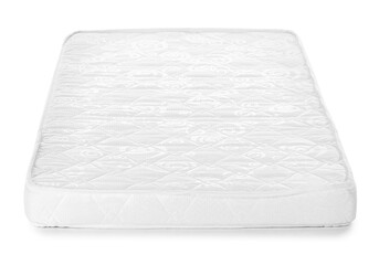 Modern orthopedic mattress on white background