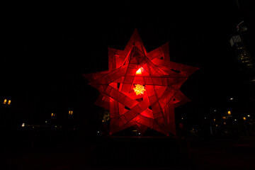 Red glowing start art installation