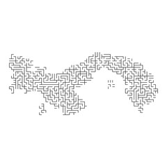 Panama map from black pattern of the maze grid. Vector illustration.