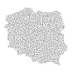 Poland map from black pattern of the maze grid. Vector illustration.