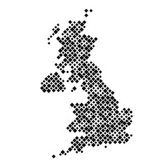 United Kingdom map from pattern of black rhombuses of different sizes. Vector illustration.