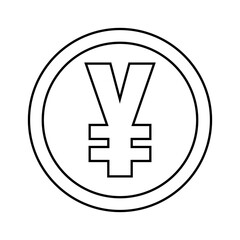Isolated yen coin draw in white background financial icon- Vector