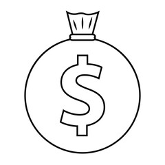 Isolated money bag draw in white background financial icon- Vector