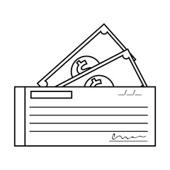 Isolated check money draw in white background financial icon- Vector