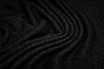 Fototapeta na wymiar High resolution natural wool or jersey black texture fiber pattern background for design.
