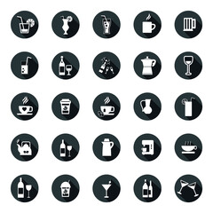 Naklejka premium Vector image. Collection of nice buttons of different drinks.