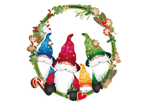 kleine Wichtel Familie im weihnachtlichen Rahmen