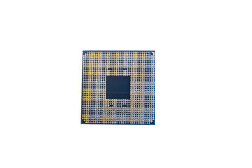 modern computer cpu seen from the pin side