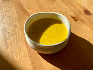 Homemade Vegetable Soup with Cozy Light.