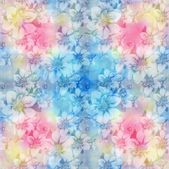 Fototapeta na wymiar Seamless background. Dahlia is a flower and a bud. background pattern - floral motifs. Wallpaper. Use printed materials, decoupage cards, posters, postcards, packaging.