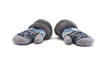 winter mittens isolated on white background.